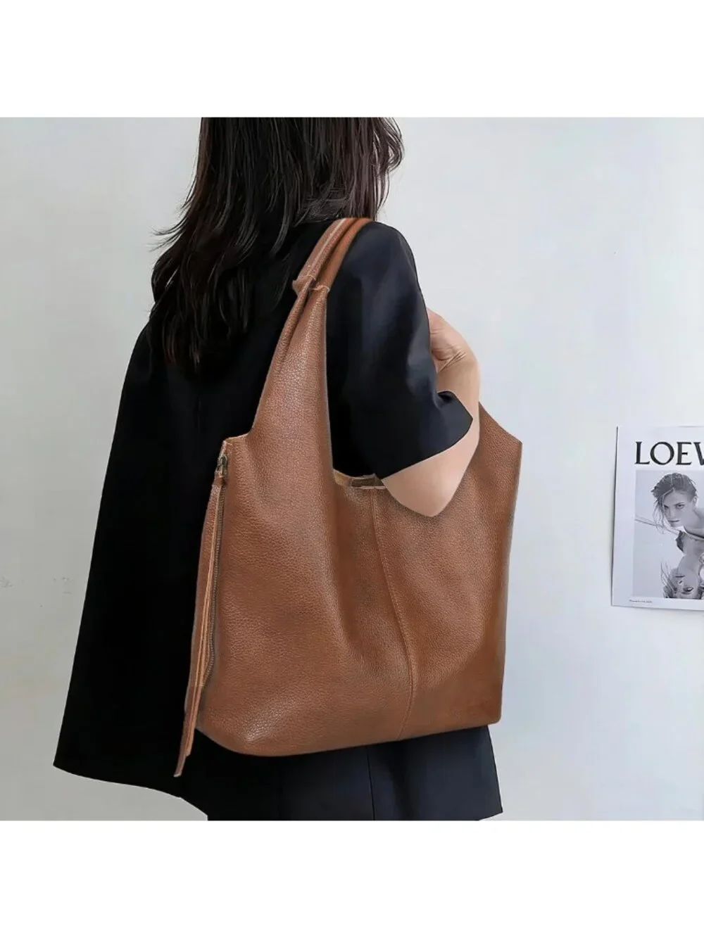 Stylish Genuine Leather Slouchy Hobo Tote Bag | Chic Shoulder Handbag for Women